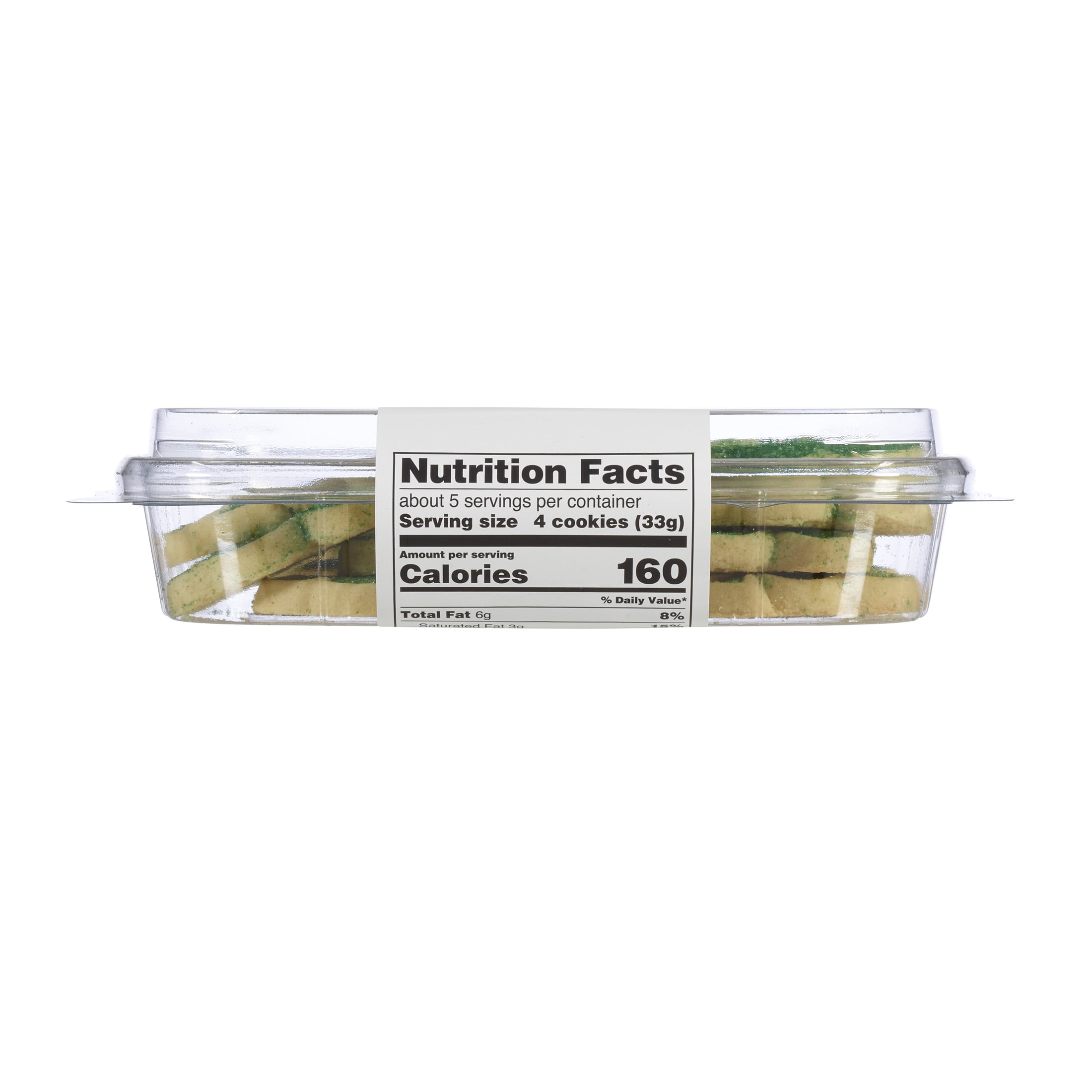 Freshness Guaranteed Tub Sugar Cookies, Mini Shamrock Shaped with Green Sugar Topping, Crunchy, Baked, Ready to Eat, Share with Others, 5.3oz
