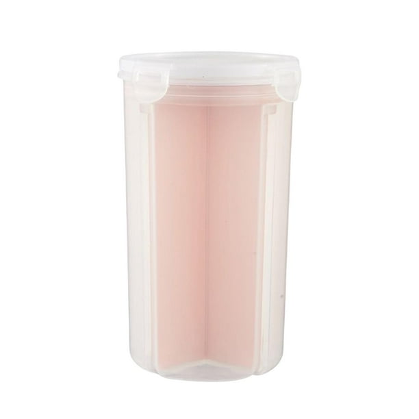 Contenedores de almacenamiento de alimentos con divisores desmontables y dispensador con tapa giratoria de 360 grados Rosado