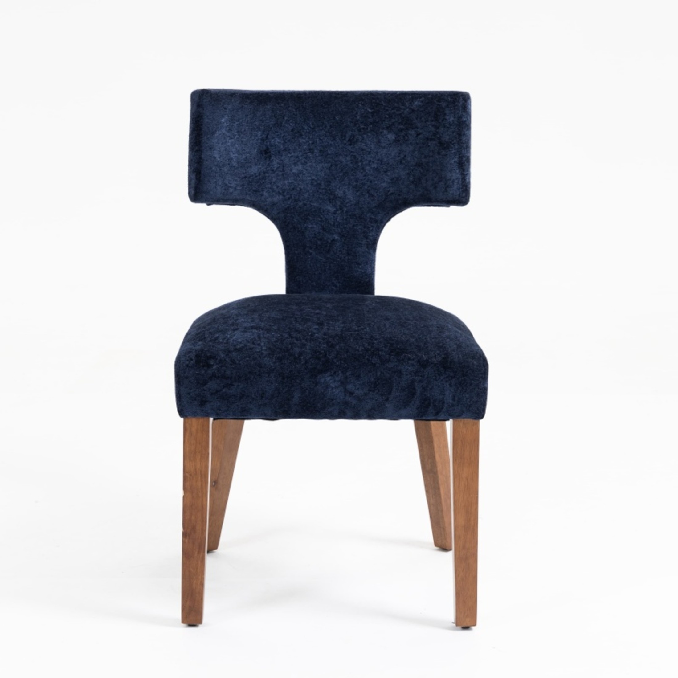 Noble House Mid-Century Fabric Upholstered Dining Chairs, Solid Wood Frame, Set of 2, Blue