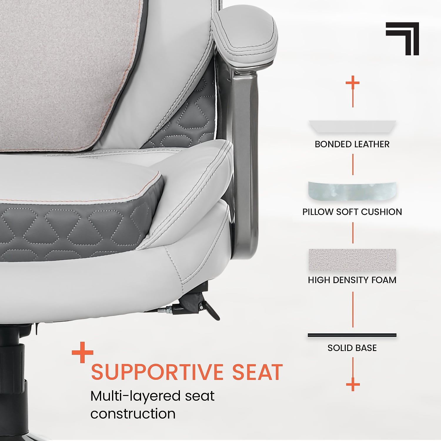 Sharper Image Ergonomic Bonded Leather Swivel Executive Massage Chair, Supports Up to 275 lbs, 20" to 23" Seat Height, Off-White