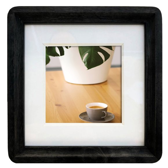 Hometrends Curved Edge 7x7in Black Decorative Wood Frame, Decorative Tabletop and Wall Picture Frame