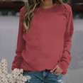 thumbnail image 2 of Jacenvly Hauts à Manches Longues pour Femmes Liquidation Hauts à Col Rond Couleur Unie Mode Décontractée Manches Raglan à Capuche Chandail en Molleton Hauts pour Femmes en Liquidation, 2 of 6