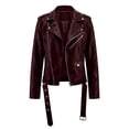 thumbnail image 7 of LYSMORA 2026 Men's Asymmetric Zip Faux Leather Jacket, Lapel Collar Belted Waist Multi Zipper Pockets Loose Fit Biker Casual Outerwear, 7 of 7