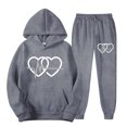 thumbnail image 2 of VBTAPA Jogger Sets for Women 2 Piece Casual Sports Outfits Double Heart Print Track Suits Oversized Hoodie Sweatsuits Set with Pockets Deals of Today Prime Dark Gray M, 2 of 4