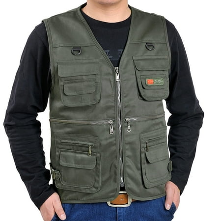 Mens Summer Outdoor Work Safari Fishing Travel Photo Vest with Pockets