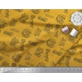 thumbnail image 3 of Soimoi Gold Heavy Canvas Fabric Explore The World Text Printed Craft Fabric by the Yard 58 Inch Wide, 3 of 3