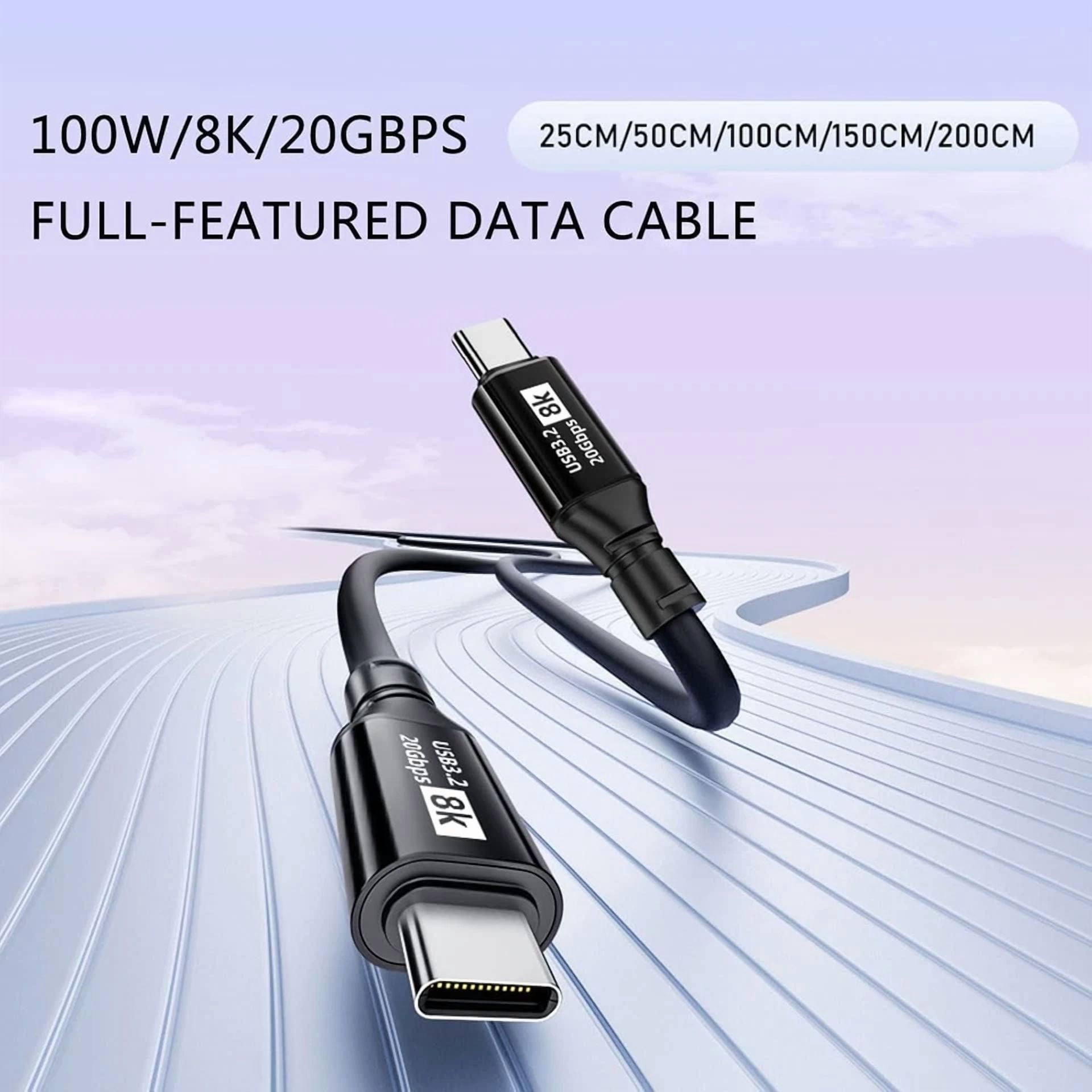 Usb C To Type-C 3.2 Full-Featured Gen 2 Data Cable 0.25M / 1Ft, Black