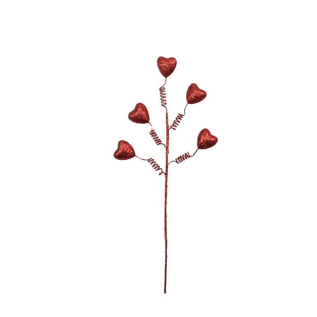 Red Foam Flash Powder Cuttings Spring Heart Shaped Branches 15.74 Inches Length For Wedding Party Decor And Holiday Decoration