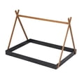 thumbnail image 6 of Full Size Tent Floor Bed, Solid Wood Bed Frame with Triangle Structure, Tent Top, Camping Style  Floor Bed for Girls Boys Bedroom Furniture, Black, 6 of 8