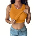 thumbnail image 2 of Women's Tank Tops with Built in Bra Good Support Loose Fit Ribbed Knit Shirts Sleeveless Soft Athletic Yoga Camisole,Yellow M, 2 of 5