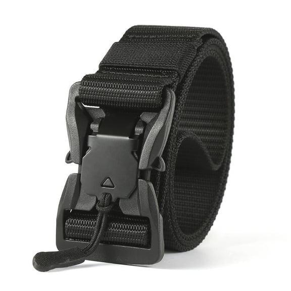 Belts for Men Quick Release Buckle Tactical Canvas Thick Wear Resistant Nylon Adjustable Climbing Work Strap Black 130cm