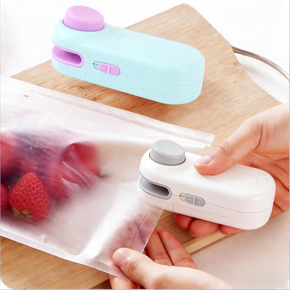 Mini Bag Sealer Heat Sealing Machine Portable Plastic Snack Bag Resealer, Handheld Food Storage Sealer, Non Battery Included, White/Blue, 1 Piece