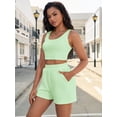 thumbnail image 3 of DARING DIVA Women's Stylish Two Piece Outfit with Cropped Tank and Shorts M Light Green, 3 of 7