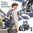 thumbnail image 2 of Back to School Nylon Backpack with Lunch Bag Pen Case, 3 Piece Set for Daily Commute Sundries Organization Campus Travel Dark Gray, 2 of 6
