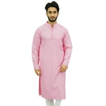 Atasi Men's Pink Kurta Pyjama Set Long Cotton Shirt Indian Ethnic Wear-Small