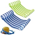 thumbnail image 1 of 2 Pack Premium Swimming Pool Floating Hammock, Multi-Function Water Hammock Lounger Inflatable Raft with Air Pump (Green and Blue), 1 of 5