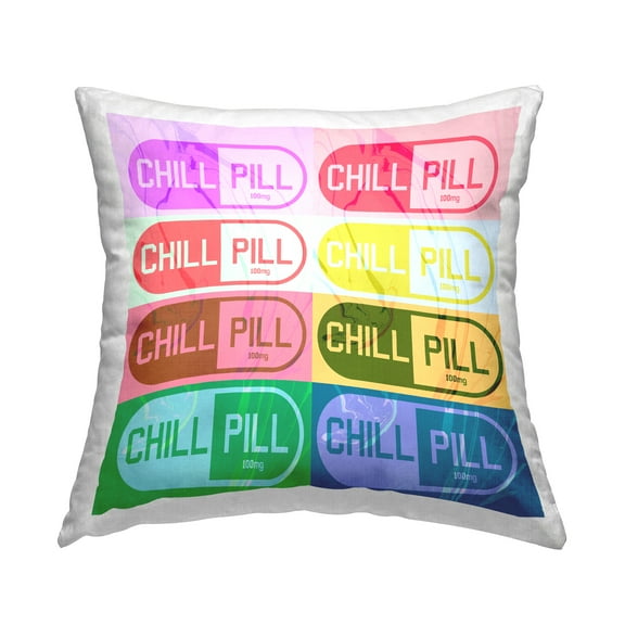 Stupell Industries Chill Pill Varied Pop Style Blocked Pattern Design by Daphne Polselli Throw Pillow