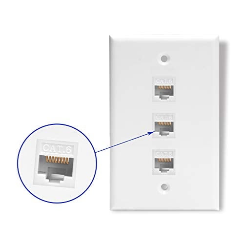 Conector de acoplador Keystone RJ45, cable de red Cat6 hembra a hembra Jack - 10 Plus, 1 paquete blanco