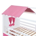 thumbnail image 2 of Bellemave House Bunk Bed with Tent, Wood Twin Over Twin Bunk Beds with Windows and Sills, Curtains Bunk Beds for Teen (Pink+White), 2 of 8