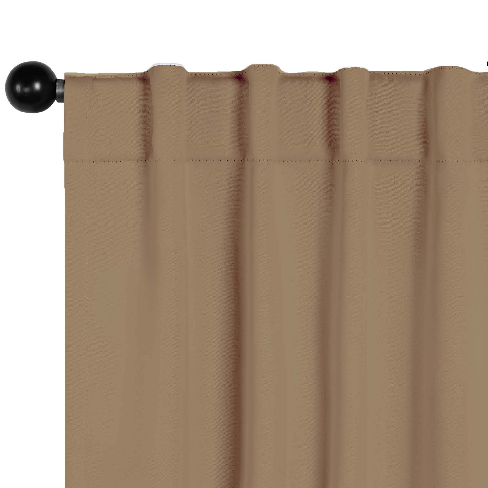 Superior Blackout Solid Light Filtering Back Tab Curtain Panel Set, 52" x 96", Smoked Ash