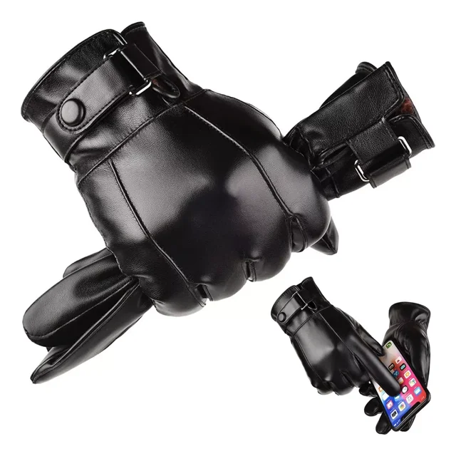 Guantes De Cuero De Invierno Pantalla Táctil Cálido Y Suave