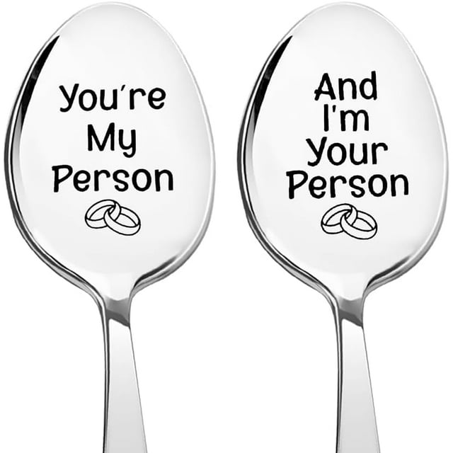 Couple Matching Spoons Gifts for Couples Best Friends Valentines Day Gifts for Her Him Boyfriend Anniversary Wedding Gift for Couple Wife Husband You're My Person Spoon Gifts Set for Best Friend Him