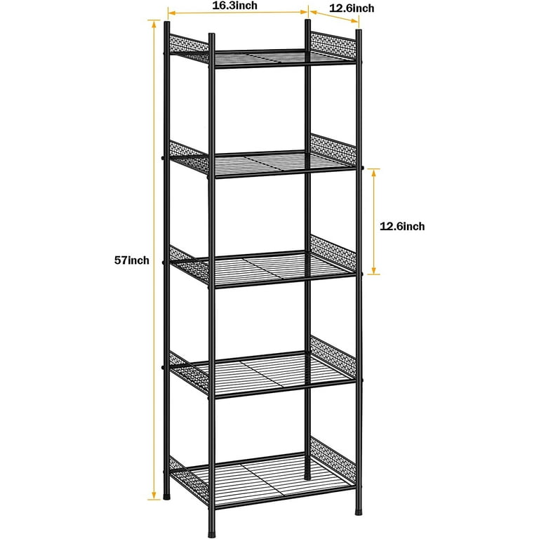 Dracelo 17.3 in. W x 10.6 in. D x 35.8 in. H Black Metal Free Standing Wire Rack Durable Bathroom Storage Shelf