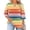 #010-Multicolor, variant on Women's Plus Size Printed T-Shirt Round Neck 3/4 Sleeve Chest Hollow-out Design Loose Fit Casual Spring Summer Layering Top Gift