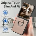 thumbnail image 4 of Dteck for Motorola Razr 2023 Case with Ring, Luxury Premium PU Leather Protective Phone Case Full Coverage Bling Diamond Ring Case for Motorola Moto Razr 40, Khaki, 4 of 8