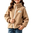 thumbnail image 2 of Boys Girls Fleece Jacket Kids Unisex 1-13Years Fleece Full Zipper Jacket Stand Collar Long Sleeve Casual Outerwear Warm Coat, 2 of 7