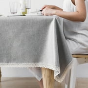 RnemiTe-amo Tablecloth Cotton Linen Table Cloth Fabric Wrinkle Free Washable Table Cover For Kitchen Dinning Tabletop Decor