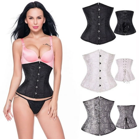 Black Lace Up Corset - MISS MOLY Women Lace Up Boned Underbust Corset Bustier Waist Cincher Bodyshaper Black XL
