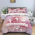 thumbnail image 2 of Juego de cama de poliéster mate de 3 piezas, agradable para la piel y cálido, cómodo, rosa degradado, Cupido, elementos de pareja, 2 of 4