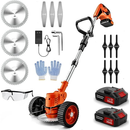 Cordless Weed Wacker 3-in-1 - Electric Grass Trimmer, Edger & Brush Cutter with 2Pcs 2.0Ah Batteries, 3 Types Blades, Lightweight & Adjustable for Yard, Garden, and Lawn Care