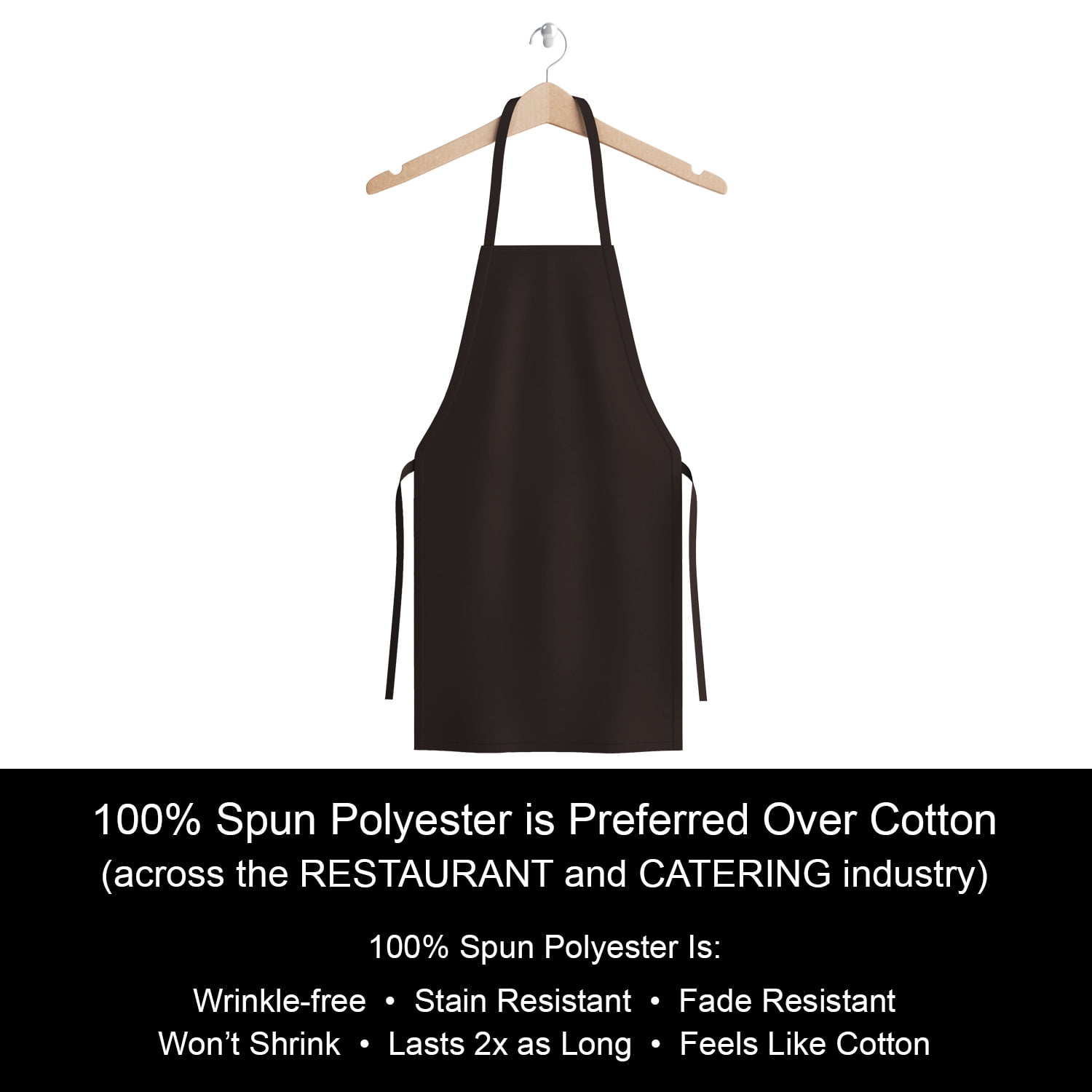 Arkwright Bib Aprons (Bulk Pack of 12), For Cooking, Adjustable Ties, Knee-Length, Spun Polyester, Black