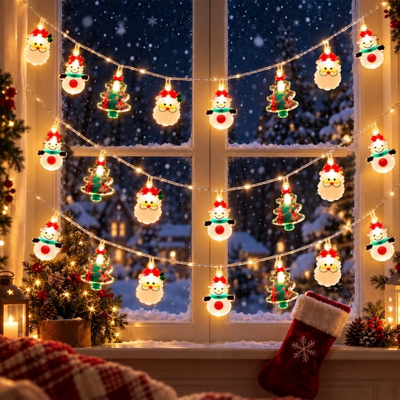 Christmas String Lights, 19.7FT 40 LED Santa String Lights, Battery Operated Holiday Lights for Indoor Window Decorations, Christmas Trees, Fireplace Mantels and Holiday Party Decor