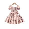 thumbnail image 2 of Long Sleeve Floral Print Square Neckline Kids Girls Dress, 2 of 2