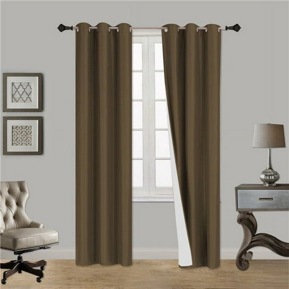 1 PAIR SSS BROWN BLACKOUT ENERGY EFFICIENT THERMAL PANEL WINDOW GROMMET DRAPE LIGHT FILTERING SIZE 35" WIDE X 84" LENGTH EACH PANEL