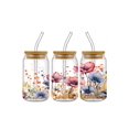 thumbnail image 4 of 5pcs/Set Beautiful Flowers UV DTF Transfer Sticker Libbey Glass Cups Diy Wrap Transfer Sticker For 16oz Glass Cup Waterproof Sticker Bottle Sticker Ad, 4 of 5