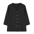 thumbnail image 6 of Holzkary Womens 3/4 Sleeve Tops Loose Fit Blouses Fashion Shirt Henley Tops Office Work Tops Breathable Summer Spring Blouses Top Roll Up Sleeve Shirt Lightweight Shirt Tunics Top Work Blouses M, 6 of 9