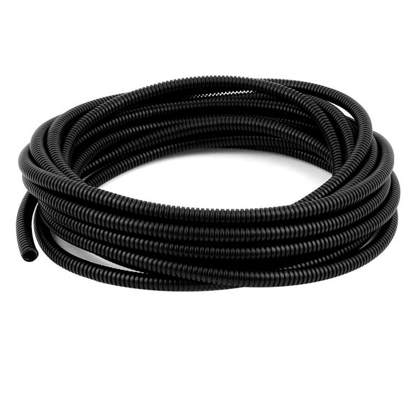 AD 7.5 Meter Black 10mm Diameter Flexible Corrugated Tube Electric Wire Conduit