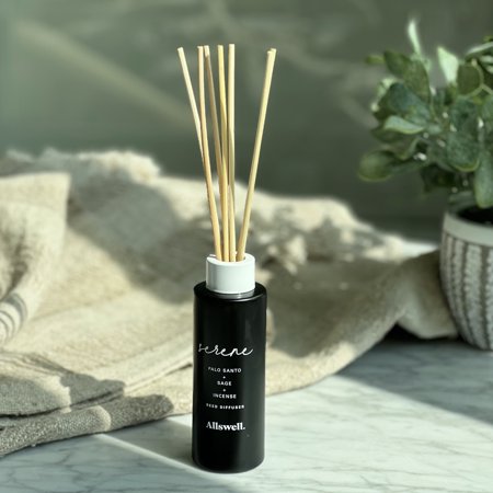 Allswell Serene (Palo Santo + Sage + Incense) Scented Reed Diffuser 3 Fl oz (90mL) 8 Synthetic Reeds