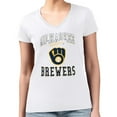 thumbnail image 4 of Women's G-III 4Her by Carl Banks White Milwaukee Brewers Super-Slim Fit Lightweight Team Logo Graphic V-Neck T-Shirt, 4 of 5
