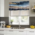 thumbnail image 4 of Navy Blue Marble Curtain Valances for Windows, Kitchen Valance Window Treatments Panel 2 Pack, Ink Painted Artwork Modern Rod Pocket Short Curtains for Bathroom Bedroom 42 x 12 Inch, 4 of 8