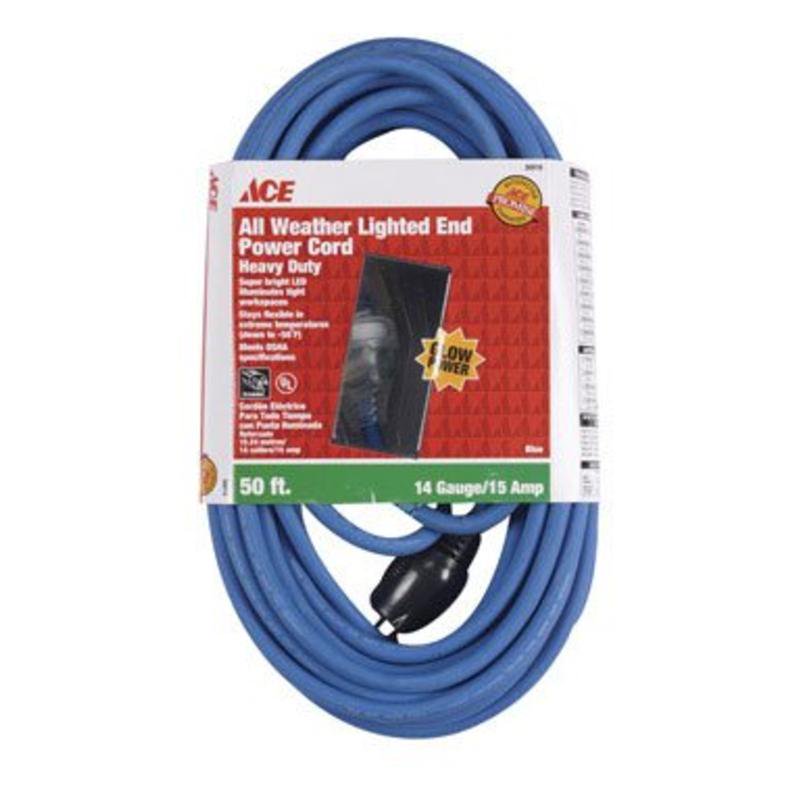 50' Blue 14/3 SJOW All Weather Extension Cord Ace Extension Cords