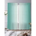 thumbnail image 3 of Turquoise Ombre Sheer Curtains 108 Inch Length 2 Panels Set for Living Room/Bedroom, Modern Gradient Abstract Art Semi Curtain Sheers Drapes Rod Pocket Curtains Window Treatment Set 52''x108''x2, 3 of 7