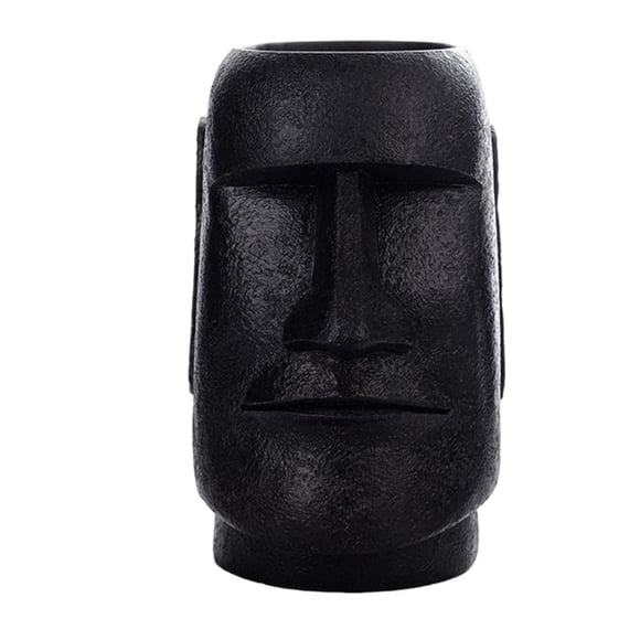 DOLITY 1PC Ancient Easter Island Statue Retro Moai Head Sculpture for Living Room Black A