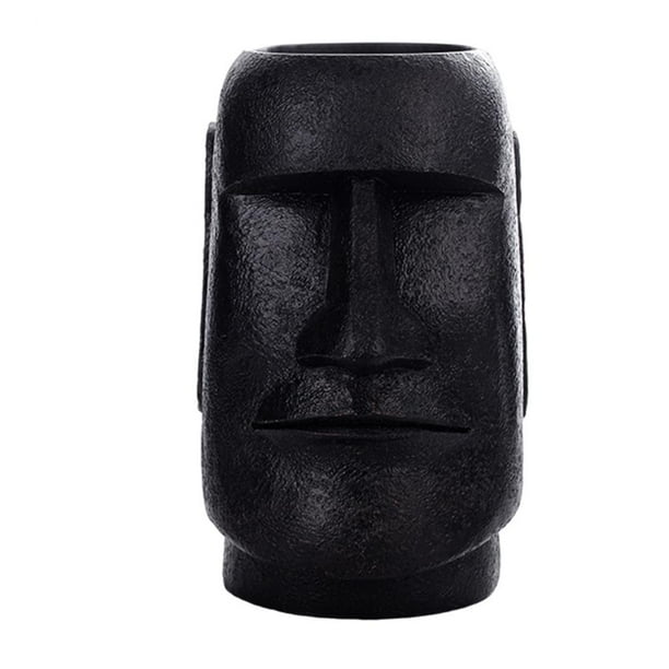 Estatua de la Isla de Pascua, retrato romano antiguo, decoración megalítica retro masiva con acentos Negro A