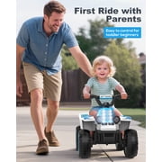 TOKTOO 6V 7Ah Powered Ride on ATV Toys, Electric Kids Car, 4 Wheeler Ride on Car w/ Music Player, Toddler Car for Boys Girls Aged 1-3 Years, Blue White