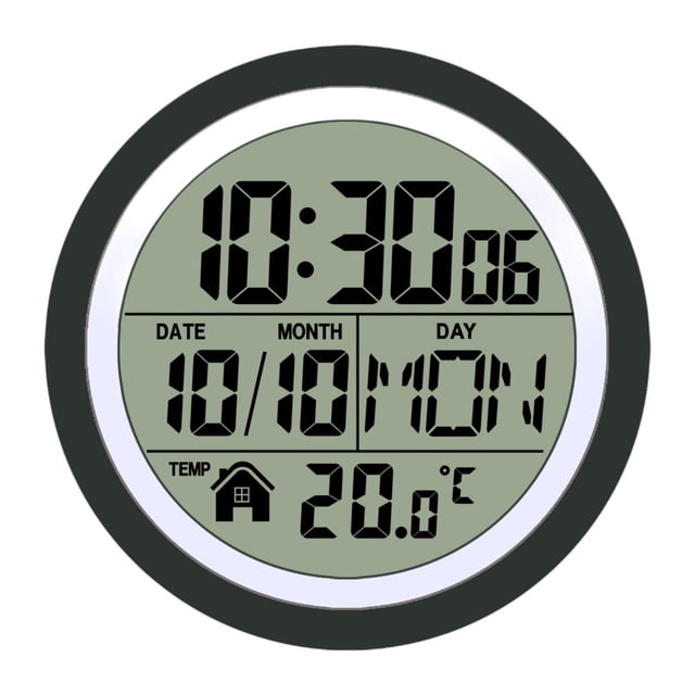 Reloj de ducha digital con indicador de fecha y temperatura interior, reloj de pared pequeño para cocina Negro